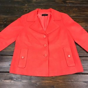 Talbots Petites Orange Linen Blazer Jacket 10P 3/4